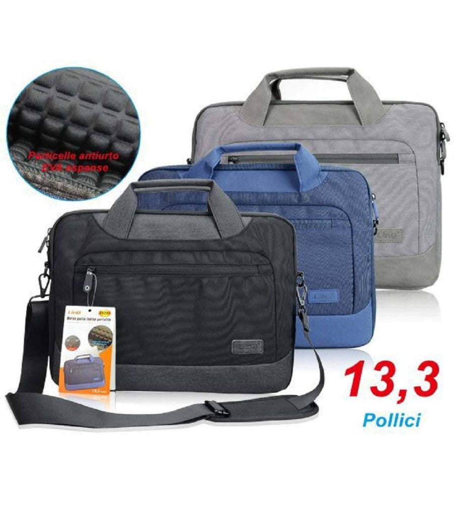 Borsa Custodia Per Pc Portatile Notebook Laptop Fino A 13.3â€³ Con Tracolla T6233         