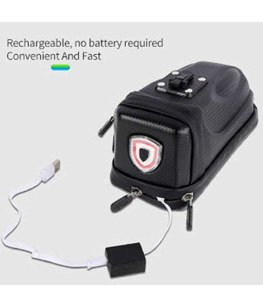 Borsa Da Sella Impermeabile Per Bici Con Luce Posteriore Ricaricabile Usb Zx-9428         