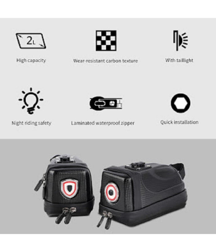 Borsa Da Sella Impermeabile Per Bici Con Luce Posteriore Ricaricabile Usb Zx-9428         