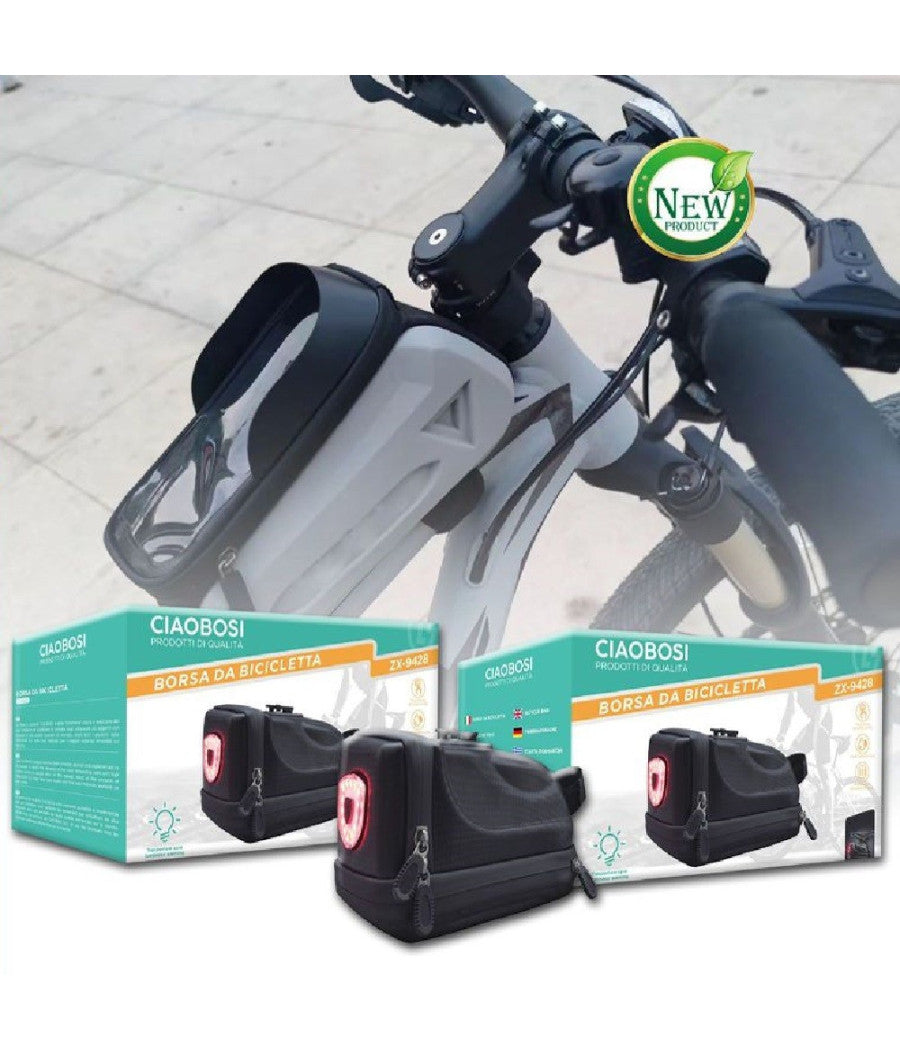 Borsa Da Sella Impermeabile Per Bici Con Luce Posteriore Ricaricabile Usb Zx-9428         