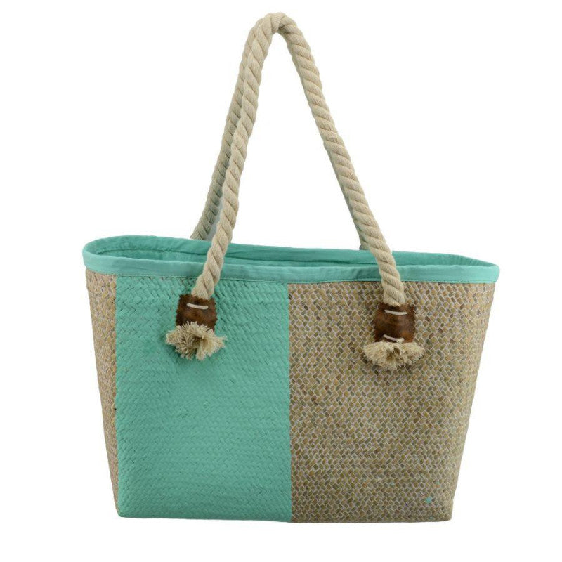 Borsa paglia africa verde acqua cm 43x19h27