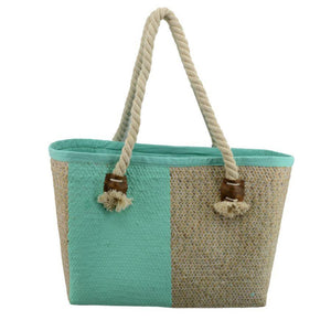Borsa paglia africa verde acqua cm 43x19h27