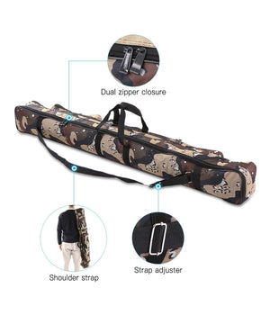 Borsa Fodero Custodia Porta Canne Da Pesca 100cm Con 2 Scomparti Zip Pieghevole         