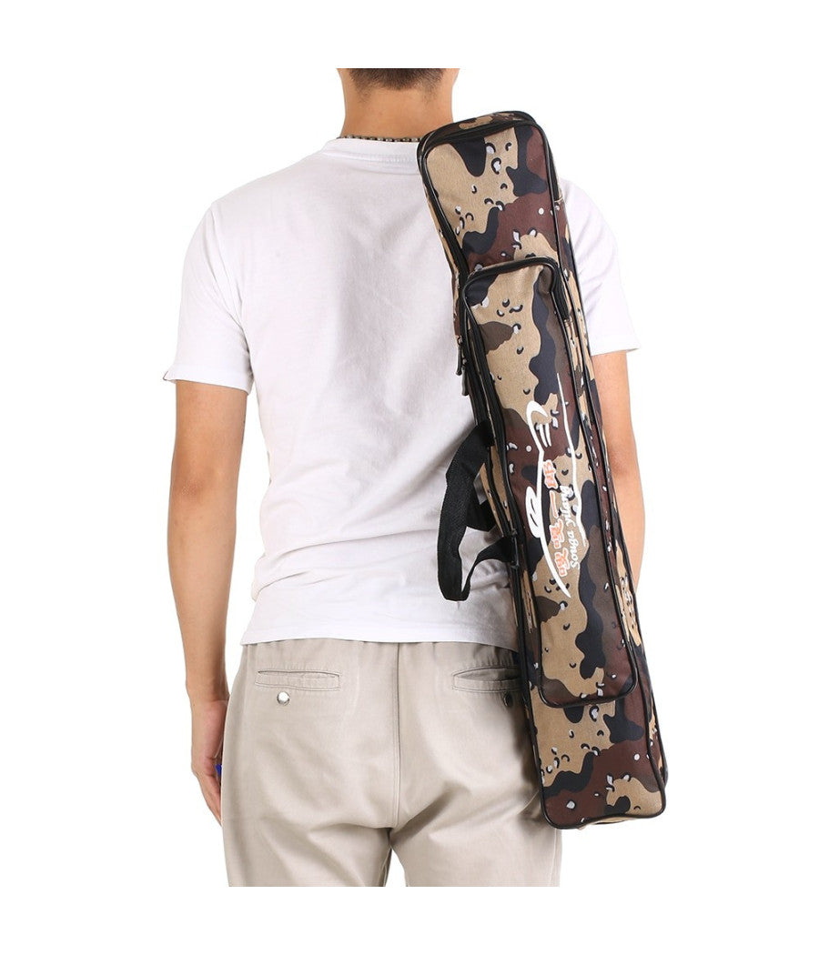 Borsa Fodero Custodia Porta Canne Da Pesca 100cm Con 2 Scomparti Zip Pieghevole         