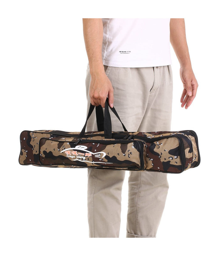 Borsa Fodero Custodia Porta Canne Da Pesca 100cm Con 2 Scomparti Zip Pieghevole         