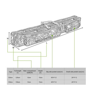 Borsa Fodero Custodia Porta Canne Da Pesca 150cm Con 2 Scomparti Zip Pieghevole         