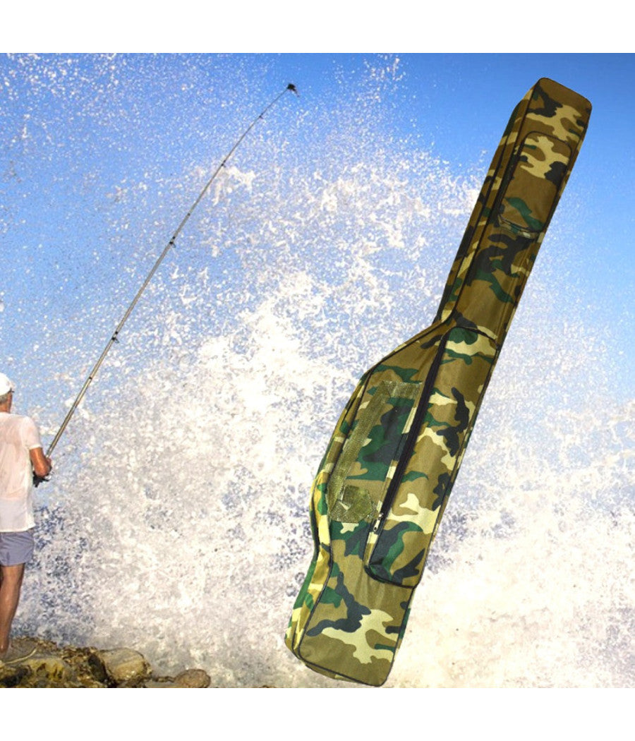 Borsa Fodero Custodia Porta Canne Portacanne Da Pesca A 2 Scomparti 120 Cm Nero         