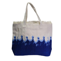Borsa juta bianco blu cm 38xh40x16