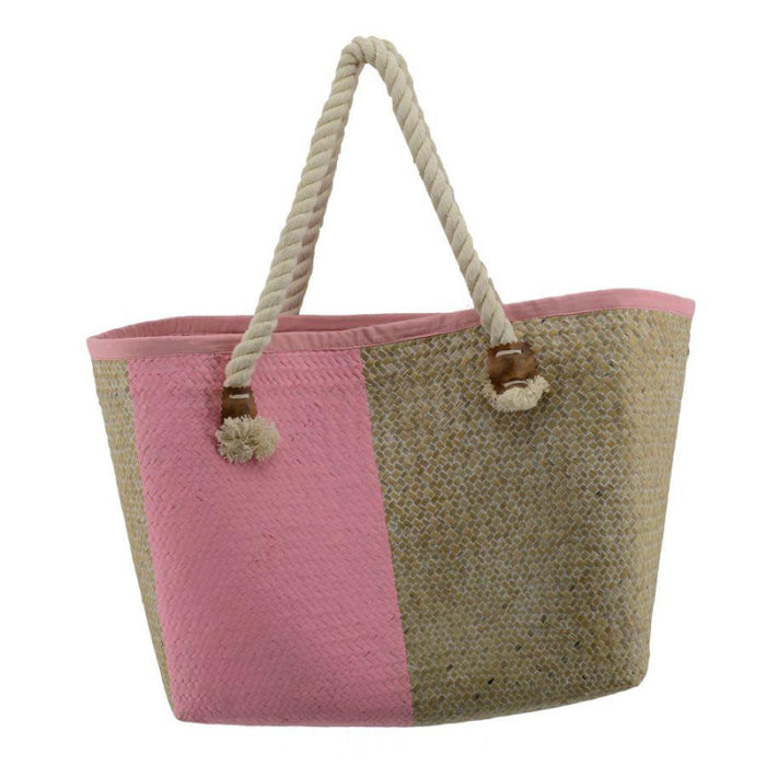 Borsa paglia africa rosa cm 46x30h32