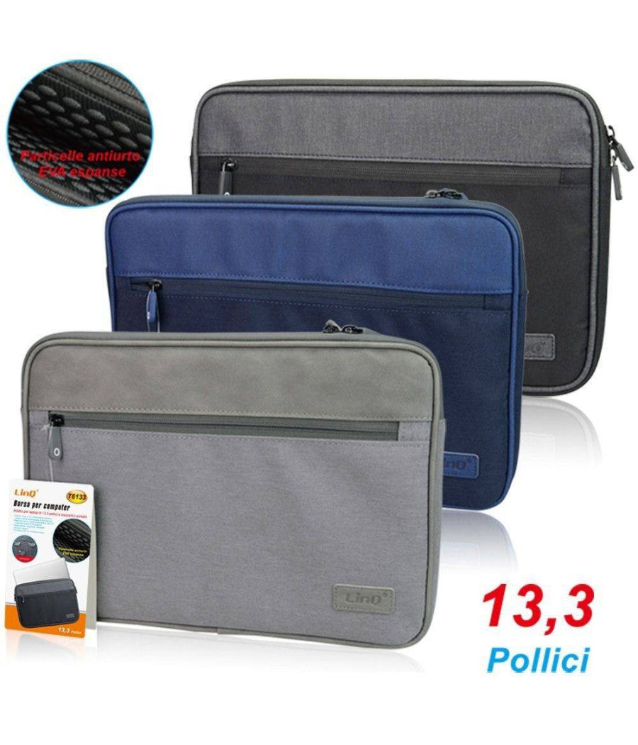 Borsa Per Pc Portatile Notebook Laptop Computer Tablet 13.3â€³ Pollici Antiurto T6133         