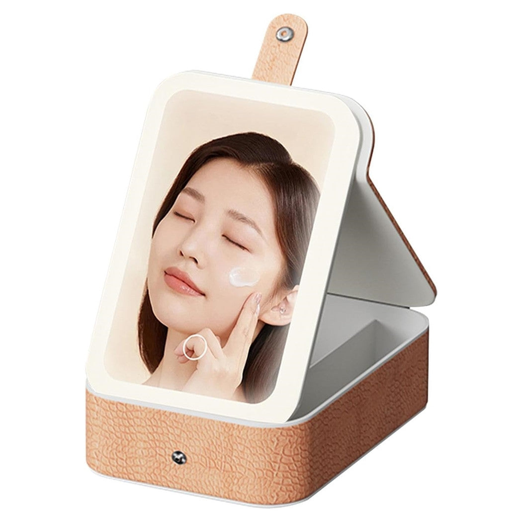 Trade Shop - Borsa Per Trucchi Con Specchio Illuminato Custodia Cosmetici Motivo A Coccodrillo Rosa -