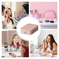 Trade Shop - Borsa Per Trucchi Con Specchio Illuminato Custodia Cosmetici Motivo A Coccodrillo Rosa -