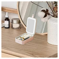 Trade Shop - Borsa Per Trucchi Con Specchio Illuminato Custodia Cosmetici Motivo A Coccodrillo Rosa -