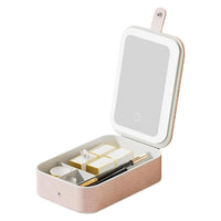 Trade Shop - Borsa Per Trucchi Con Specchio Illuminato Custodia Cosmetici Motivo A Coccodrillo Rosa -