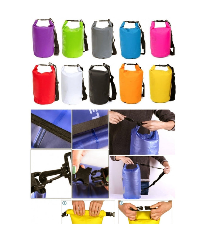 Borsa Sacco Waterproof 15l Coprente Colorato Impermeabile Per Piscina Mare Barca         