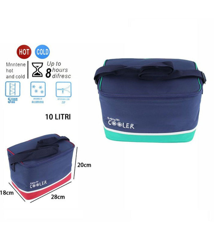 Borsa Termica 10 Litri Frigo Borsetta Spiaggia Mare Escursione Pic Nic Blu 8 Ore         