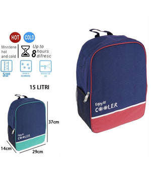 Borsa Termica 15 Litri Frigo Zaino Blu Spiaggia Mare Escursione Pic Nic 8 Ore         