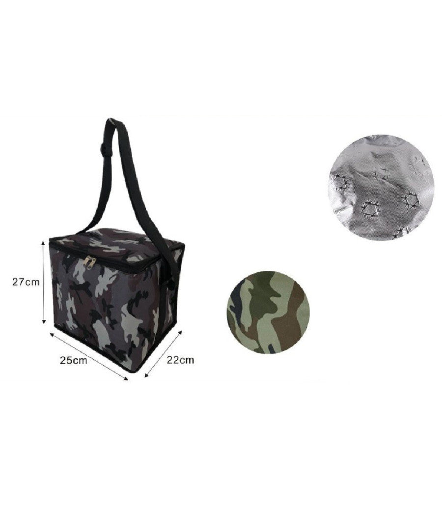 Borsa Termica Fantasia Militare 15 Lt 27x22x25cm Per Mare Campeggio Picnic 12812         