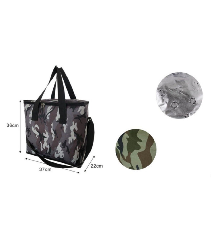 Borsa Termica Frigo Fantasia Militare 30lt 37x22x36cm Mare Campeggio Picnic 12810         