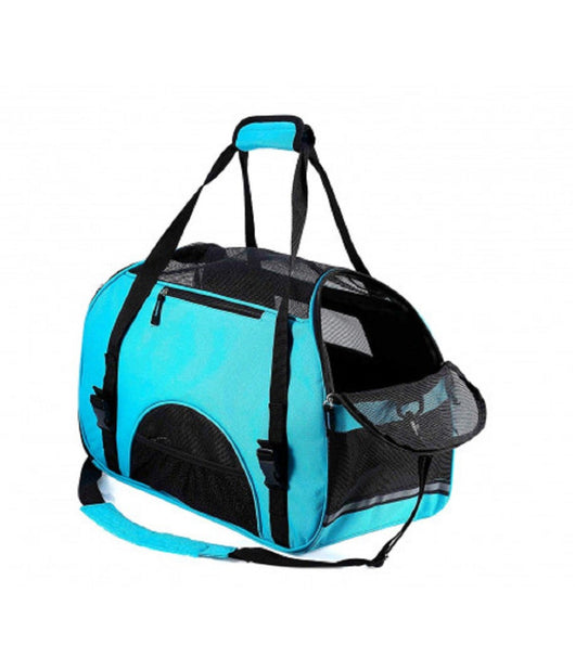 Trade Shop - Borsa Trasportino Animali Nobleza Con Prese D'aria 42 X 20 X 29 Cm Taglia M - Azzurro