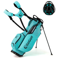 Borsa da golf leggera con divisori superiori a 8 vie e 5 tasche con cerniera, Borsa da golf con tracolla regolabile a doppia spalla Blu-Golf
