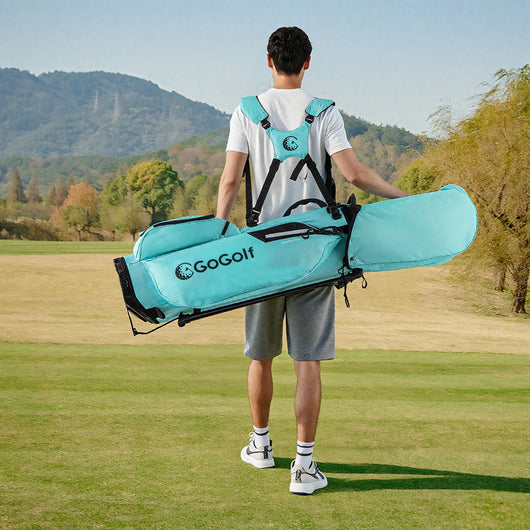 Borsa da golf leggera con divisori superiori a 8 vie e 5 tasche con cerniera, Borsa da golf con tracolla regolabile a doppia spalla Blu-Golf