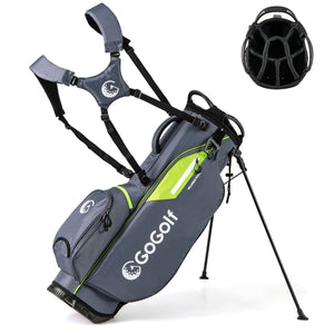 Borsa da golf leggera con divisori superiori a 8 vie e 5 tasche con cerniera, Borsa da golf con tracolla regolabile a doppia spalla Grigio-Golf