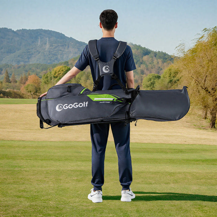 Borsa da golf leggera con divisori superiori a 8 vie e 5 tasche con cerniera, Borsa da golf con tracolla regolabile a doppia spalla Grigio-Golf