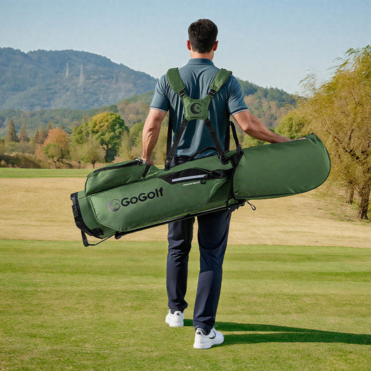 Borsa da golf leggera con divisori superiori a 8 vie e 5 tasche con cerniera, Borsa da golf con tracolla regolabile a doppia spalla Verde-Golf