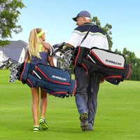 Borsa da golf leggera e di grande capacit¨¤ con 14 divisori 8 tasche tracolla, Borsa da golf portatile Nero-Golf