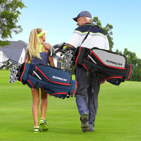 Borsa da golf leggera e di grande capacit¨¤ con 14 divisori 8 tasche tracolla, Borsa da golf portatile Blu scuro-Golf