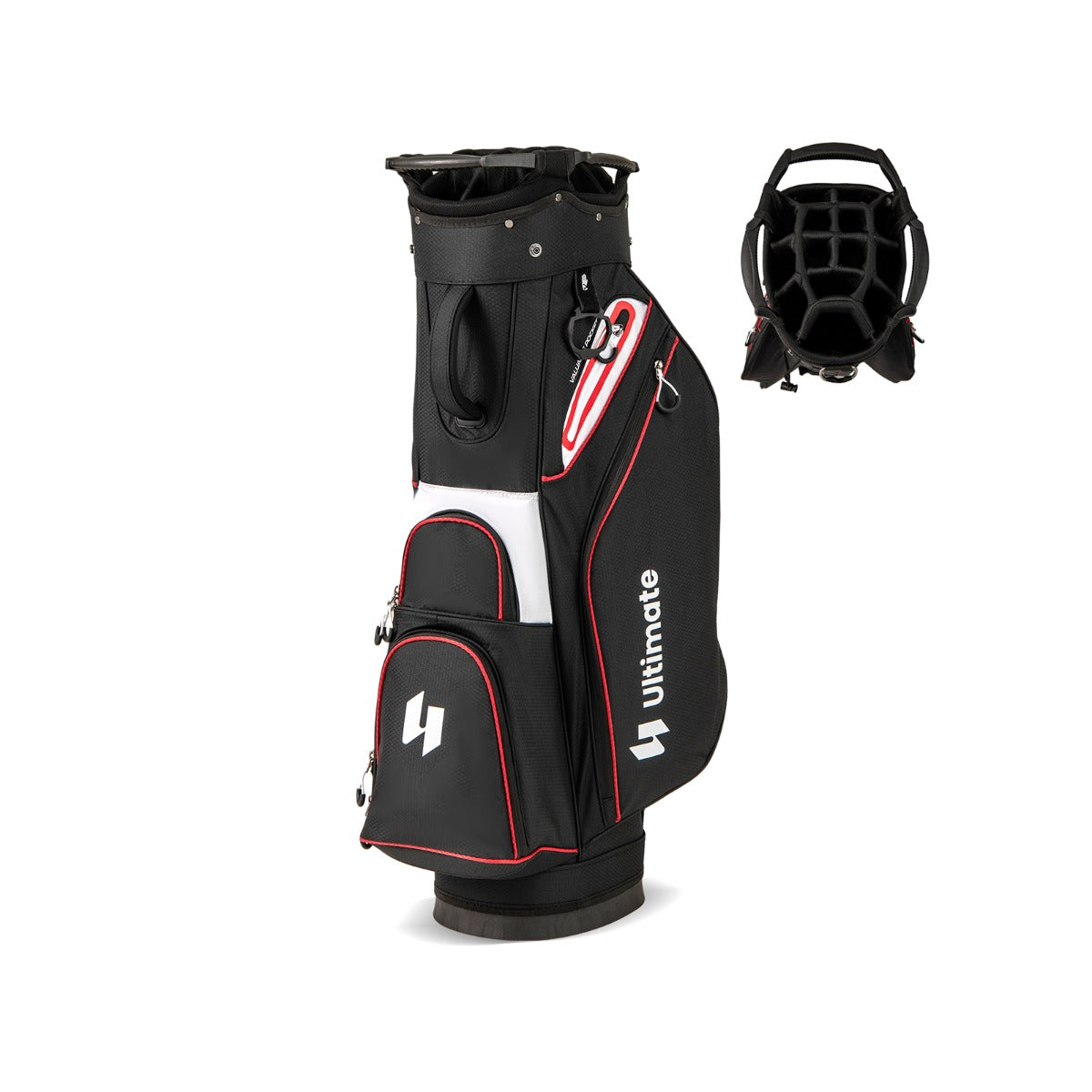 Organizzatore portatile per mazze da golf con tasca frigo per uomo e donna, Borsa da golf per carrello con 14 scomparti Nero-Golf