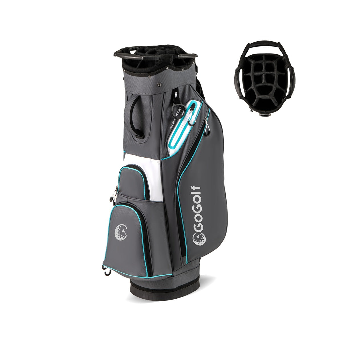 Organizzatore portatile per mazze da golf con tasca frigo per uomo e donna, Borsa da golf per carrello con 14 scomparti Grigio-Golf