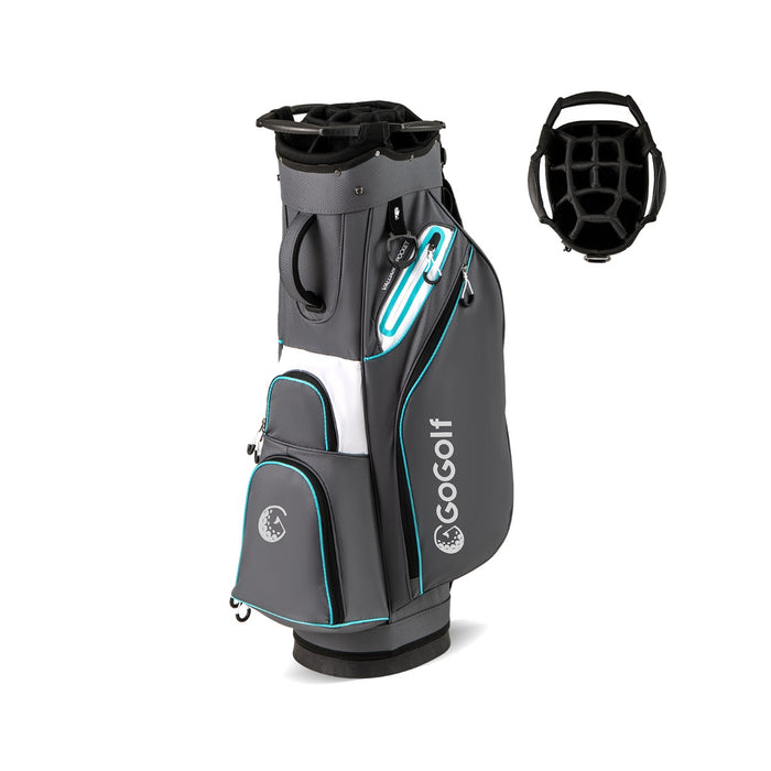 Organizzatore portatile per mazze da golf con tasca frigo per uomo e donna, Borsa da golf per carrello con 14 scomparti Grigio-Golf