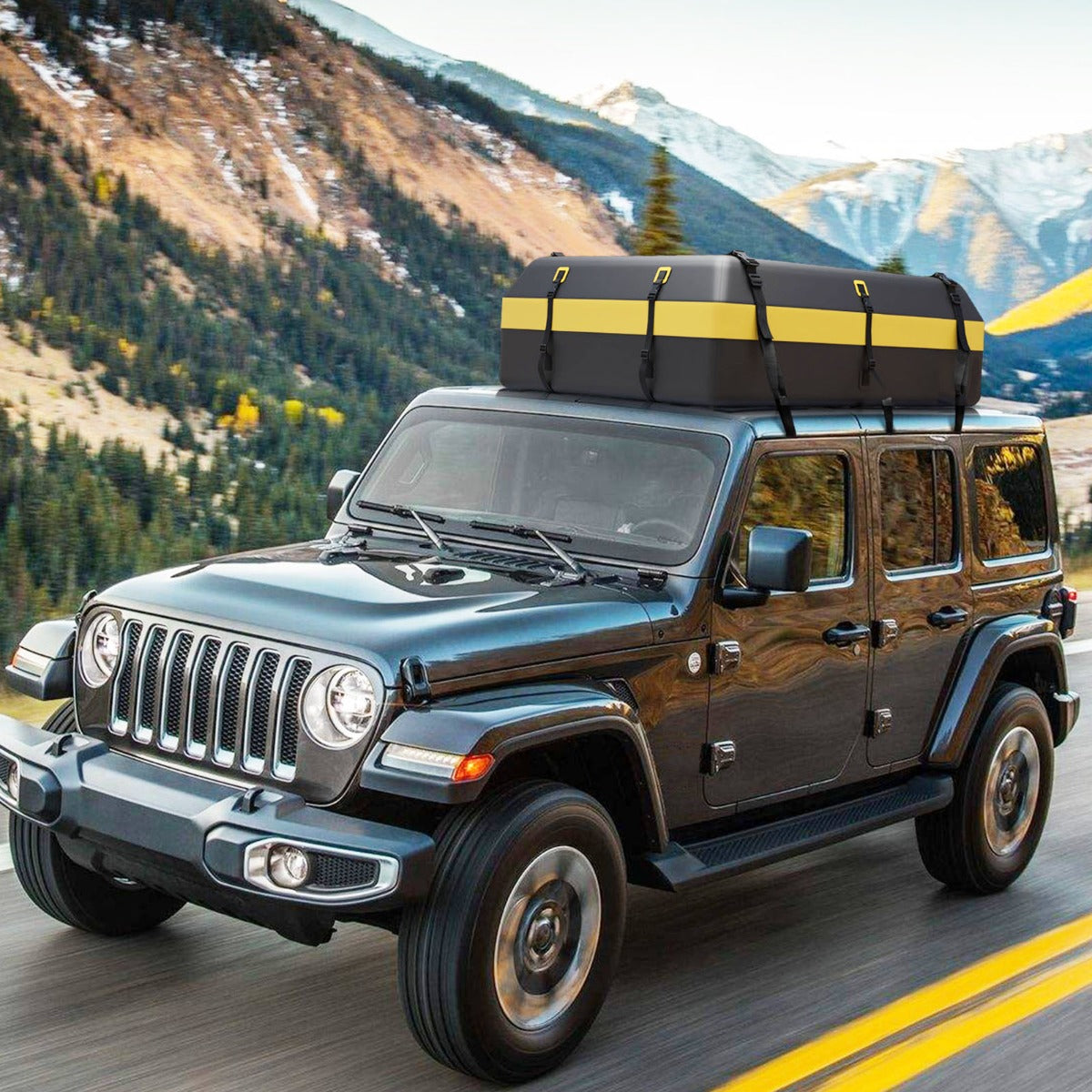 Borsa da tetto impermeabile per portapacchi auto, Box da tetto per bagagli da 0,6m3 per tutti i veicoli Giallo-Accessori per veicoli