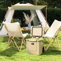 Borsa frigo rigida da 43L con ruote maniglia in alluminio apribottiglie, Ghiacciaia ad alte prestazioni Sabbia-Contenitori raffreddamento