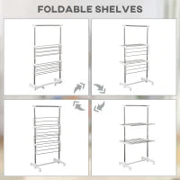 Homcom – Stendibiancheria 3 piani Stendino con Appendiabiti e Ruote - Regolabile 139x62x136cm