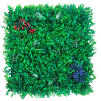 Pannelli Verde Verticale 50×50 cm Ultra-realistici e folti, per interno/esterno BOSSO E FIORI - Eternal Parquet