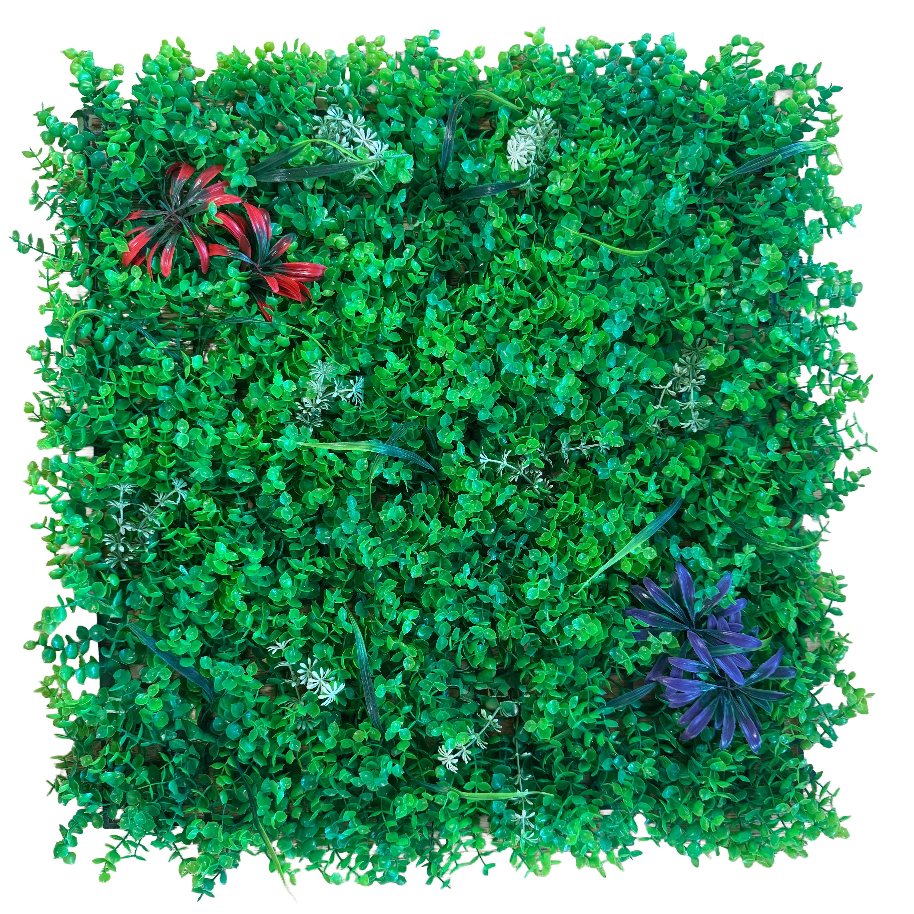 Pannelli Verde Verticale 50×50 cm Ultra-realistici e folti, per interno/esterno BOSSO E FIORI - Eternal Parquet