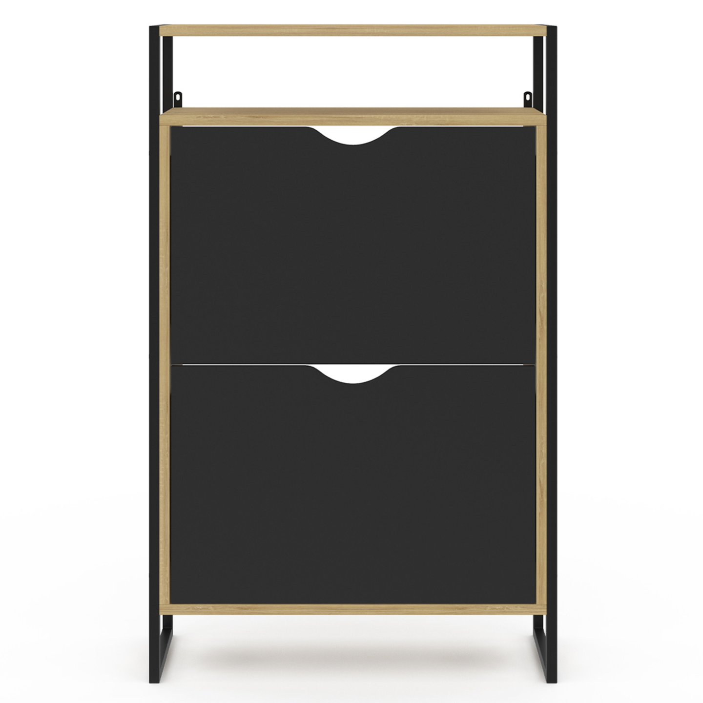 IDMarket - BOSTON Mueble zapatero de 2 puertas con estante superior de diseño industrial