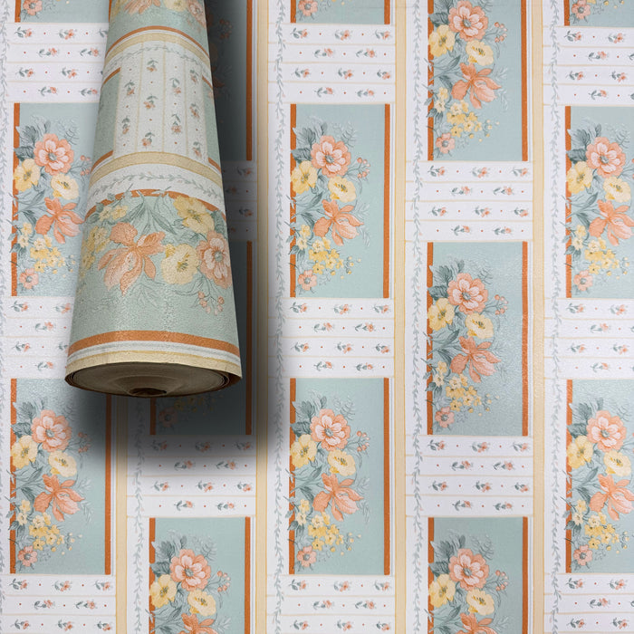 SUPER STOCK  al mq  - Rotolo da 5,2mq (10x0,52mt) di Carta da Parati vinilica Top Quality lavabile BOUQUET VERDE