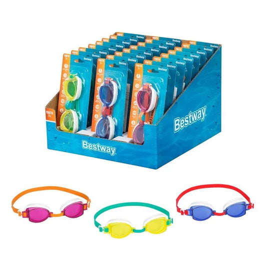 Trade Shop - Box 24 Pz Occhiali Da Nuoto Piscina Per Bambini Ragazzi 7+ Anni Da 3 Colori 30217 -
