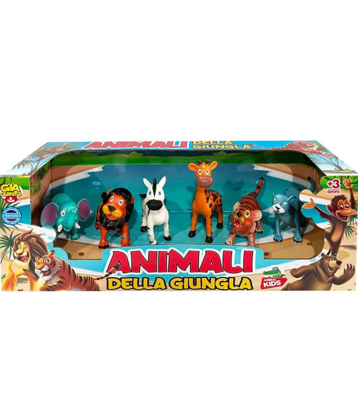 Box Animali Della Giungla 6 Pezzi Giocattoli Per Bambini Colori Brillanti 3+         