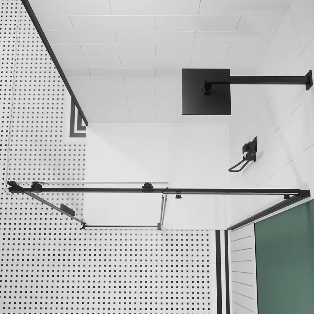 Box doccia 90x130 cm scorrevole vetro 8mm trasparente profili nero opaco h195cm | Creta