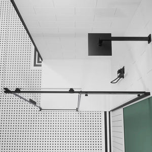 Box doccia 90x140 cm scorrevole vetro 8mm trasparente profili nero opaco h195cm | Creta