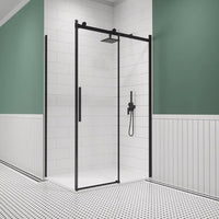 Box doccia 70x110 cm scorrevole vetro 8mm trasparente profili nero opaco h195cm | Creta