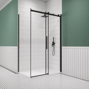 Box doccia 70x100 cm scorrevole vetro 8mm trasparente profili nero opaco h195cm | Creta