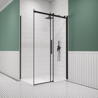 Box doccia 70x130 cm scorrevole vetro 8mm trasparente profili nero opaco h195cm | Creta