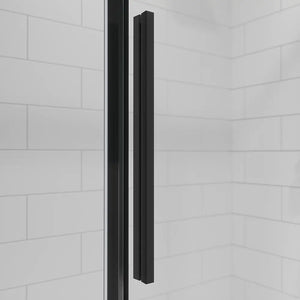 Box doccia 90x100 cm scorrevole vetro 8mm trasparente profili nero opaco h195cm | Creta