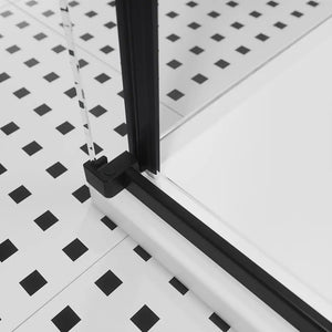 Box doccia 100x140 cm scorrevole vetro 8mm trasparente profili nero opaco h195cm | Creta